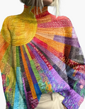 R&B | Strickpullover mit Rollkragen - Künstlerischer Boho-Stil, Perfekt für Alltag & Freizeit