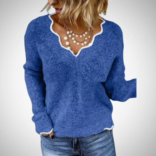R&B | Stylischer Strickpullover mit V-Ausschnitt