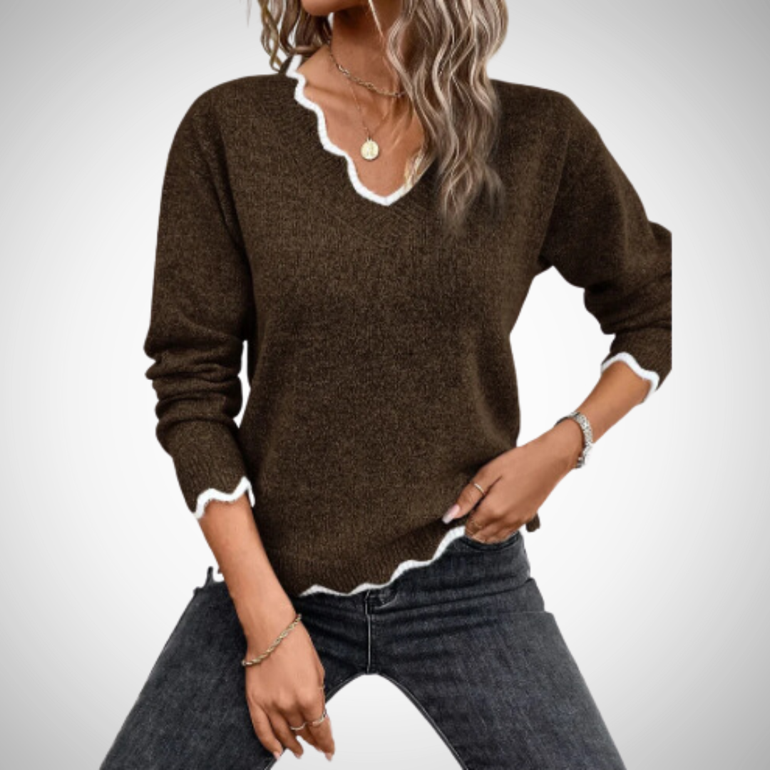 R&B | Stylischer Strickpullover mit V-Ausschnitt