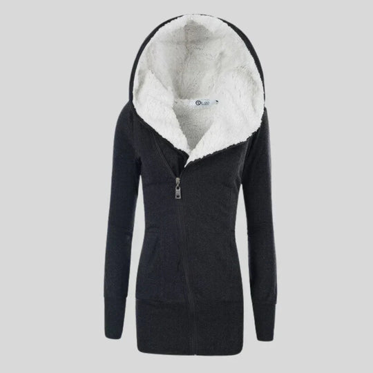R&B | Fleece-Cardigan mit Kapuze