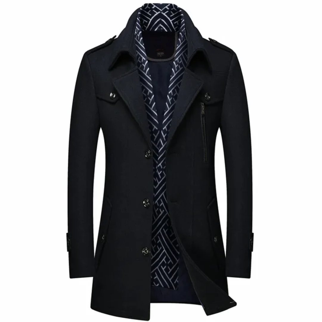 R&B | Langer Mantel Herren Schwarz