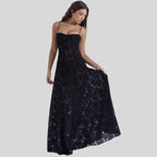 Maxi-Kleid aus Spitze mit eckigem Ausschnitt | Ayla