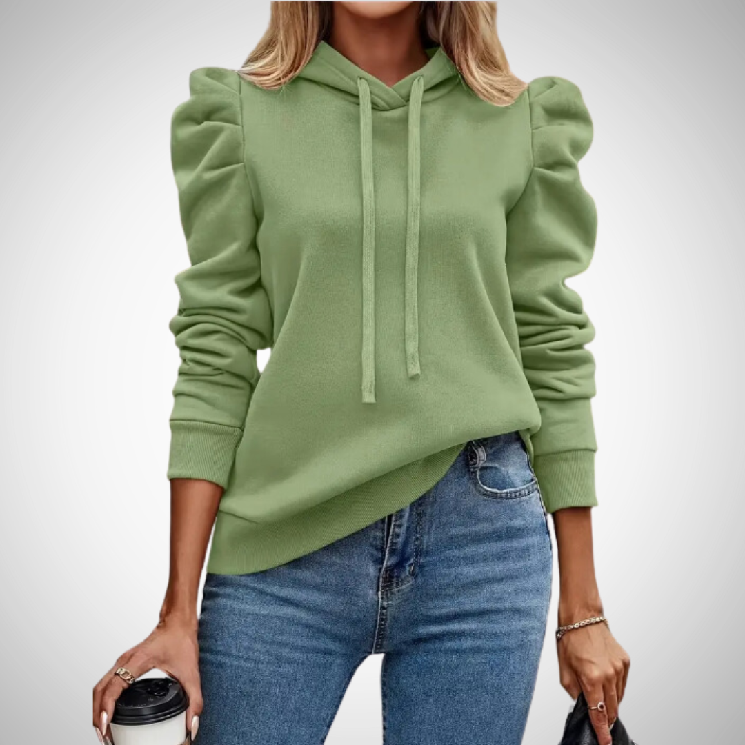 R&B | Puff Ärmel Baumwoll Kapuzenpullover