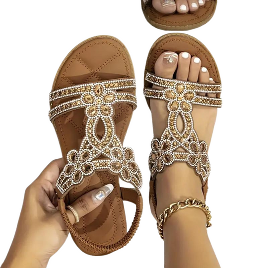 R&B | Flache Sandalen - Schick - Elastischer Knöchelriemen