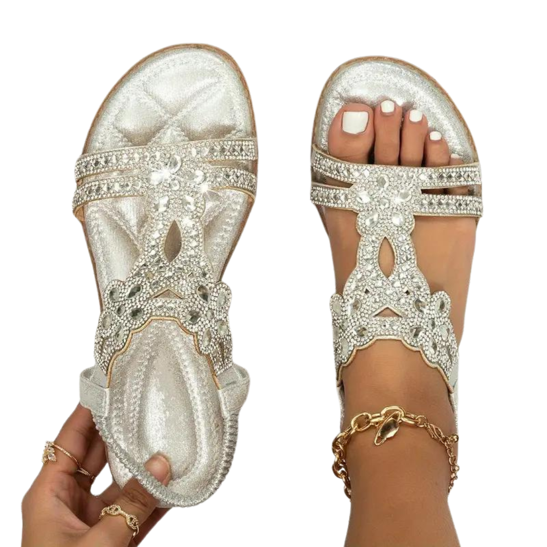 R&B | Flache Sandalen - Schick - Elastischer Knöchelriemen