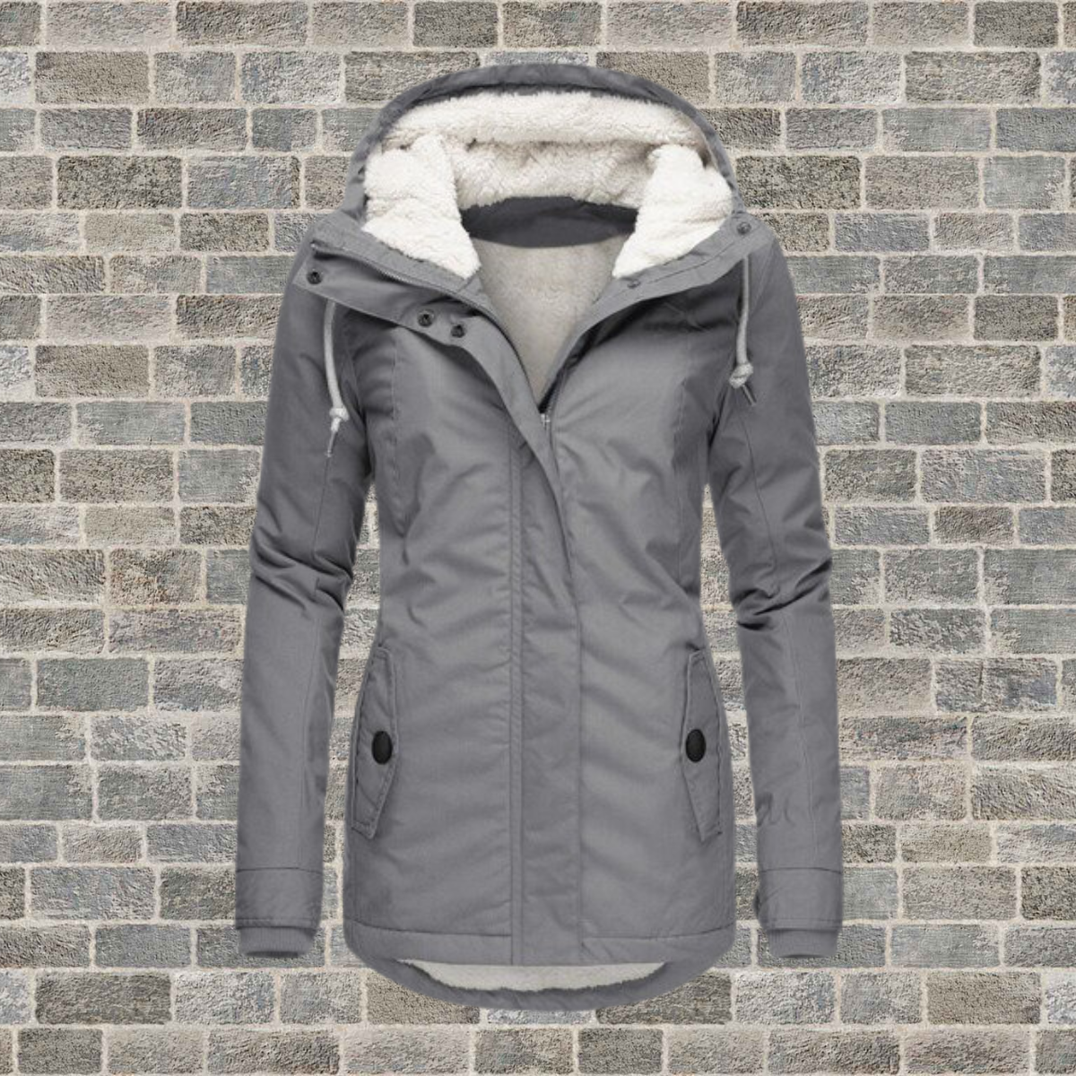 R&B | eleganter langer Mantel mit Fellfutter