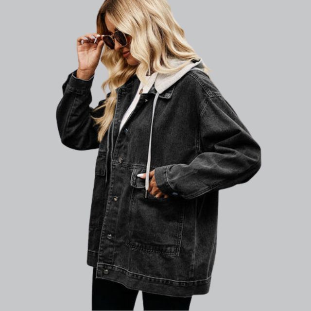 R&B | Denim Weste mit Kapuze und Used-Look