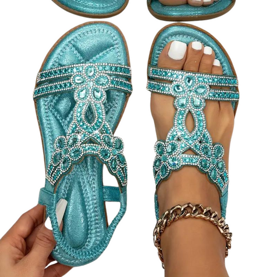 R&B | Flache Sandalen - Schick - Elastischer Knöchelriemen