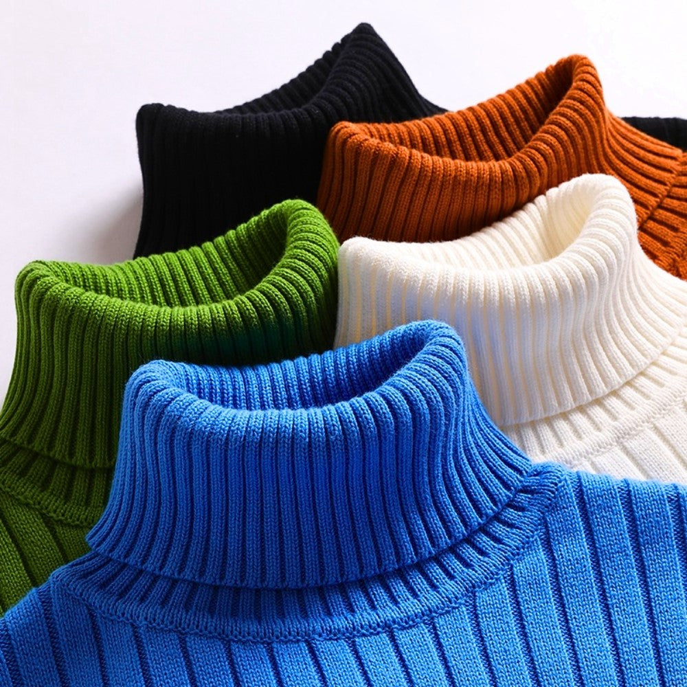 R&B | Rollkragenpullover Weiche Strickware Rippendesign Langärmelig Warmer Komfort