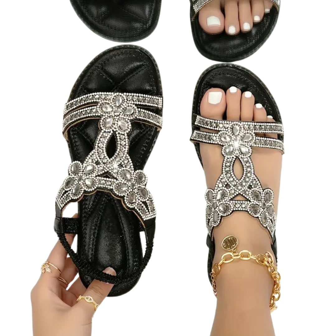 R&B | Flache Sandalen - Schick - Elastischer Knöchelriemen