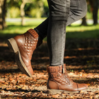 Warme Kunstleder Stiefel mit Schnalle und Reißverschluss R&B