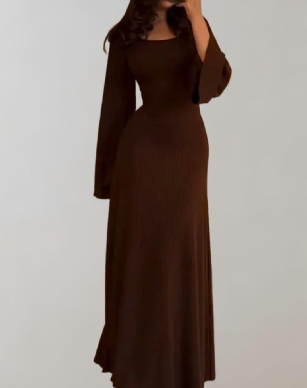 bodycon Kleid mit langen Ärmeln und rundem Ausschnitt für Damen | Noemie
