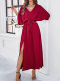 R&B | V-Ausschnitt Kleid mit Schlitz für Frauen