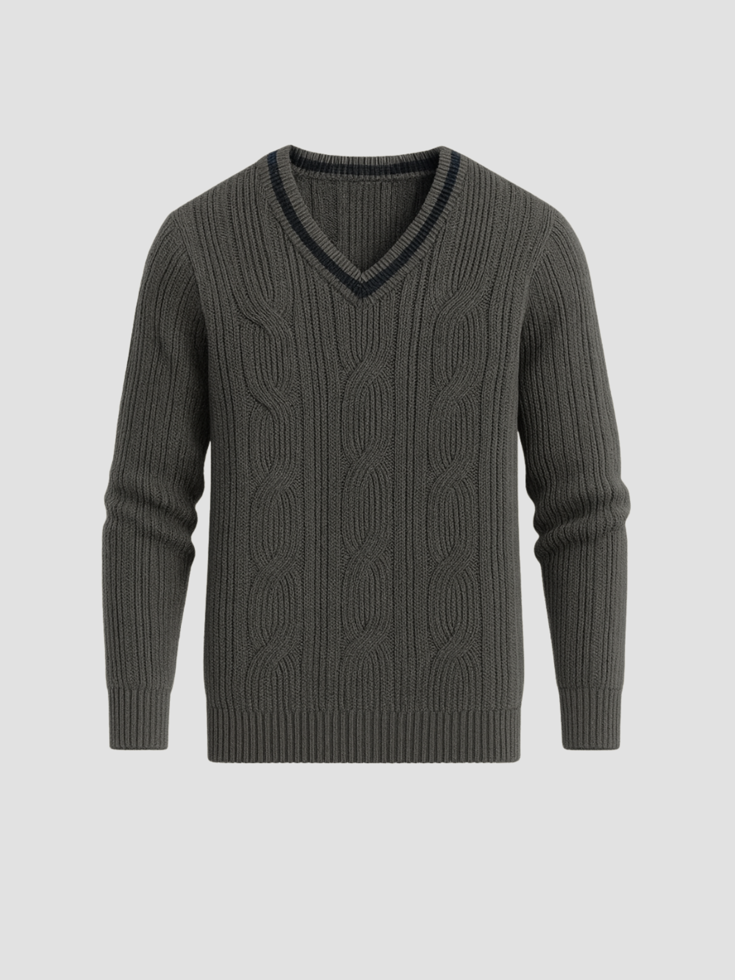 R&B | Strickpullover mit Ausschnitt und Zopfmuster
