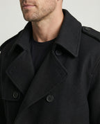 Herren Kurzmantel Raglanärmel Doppelreiher Cleanfit Jacke Schwarz Locker