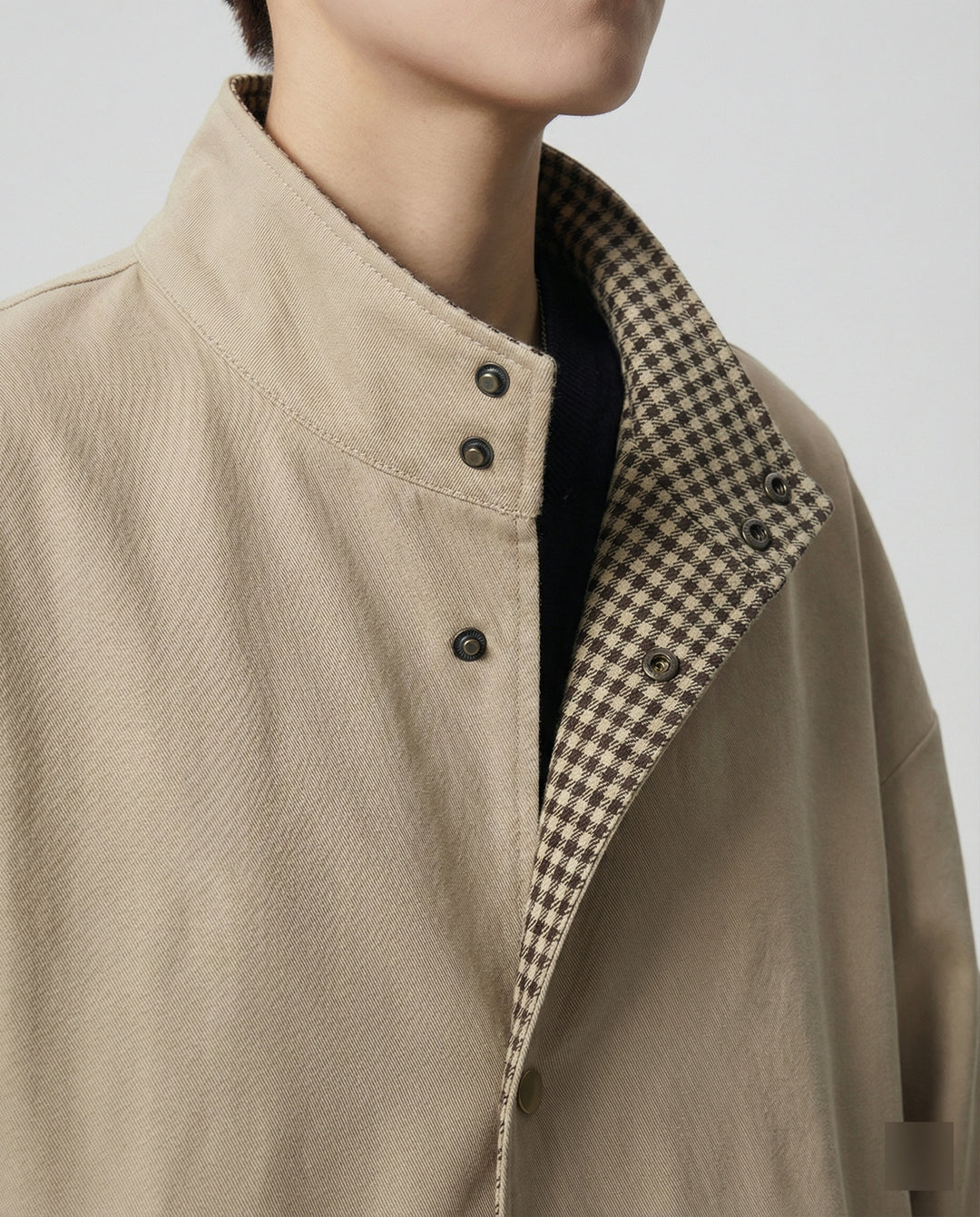 Herren Trenchcoat Khaki Mittellang Lockerer Schnitt Herbst Mantel
