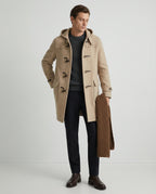 Herren Wollmantel Langer Trenchcoat Schwarz Herbst Winter Warmer Mantel