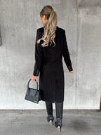 R&B | Taillierter Damen Wollmantel mit Langer Passform und Knöpfen