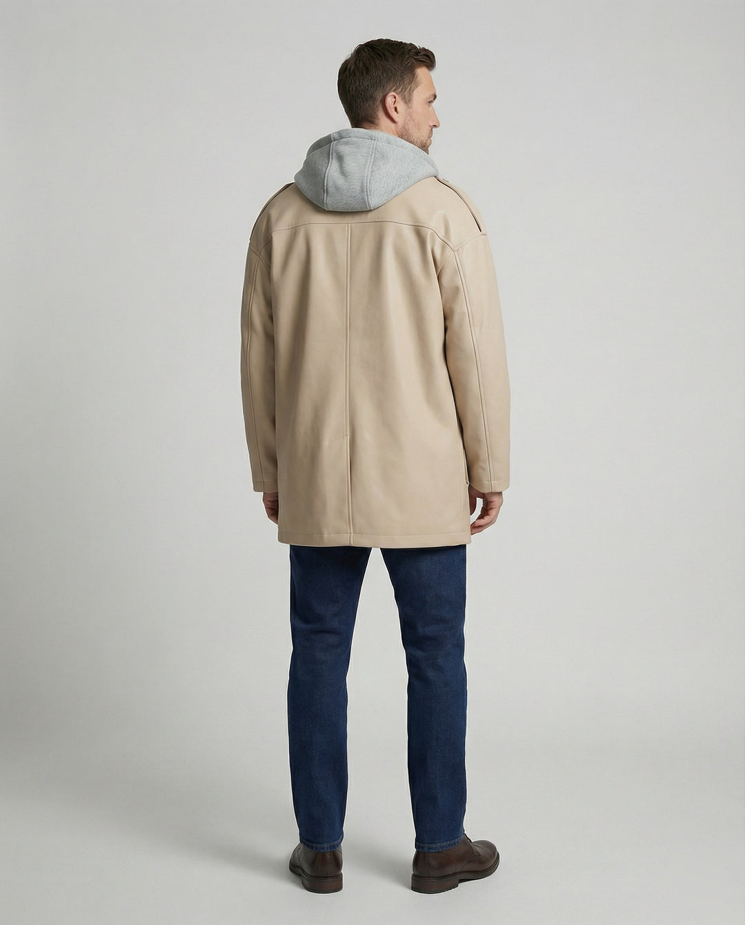 Herren Windbreaker Kapuzenjacke Lockerer Fake-Two-Piece Trenchcoat Frühling