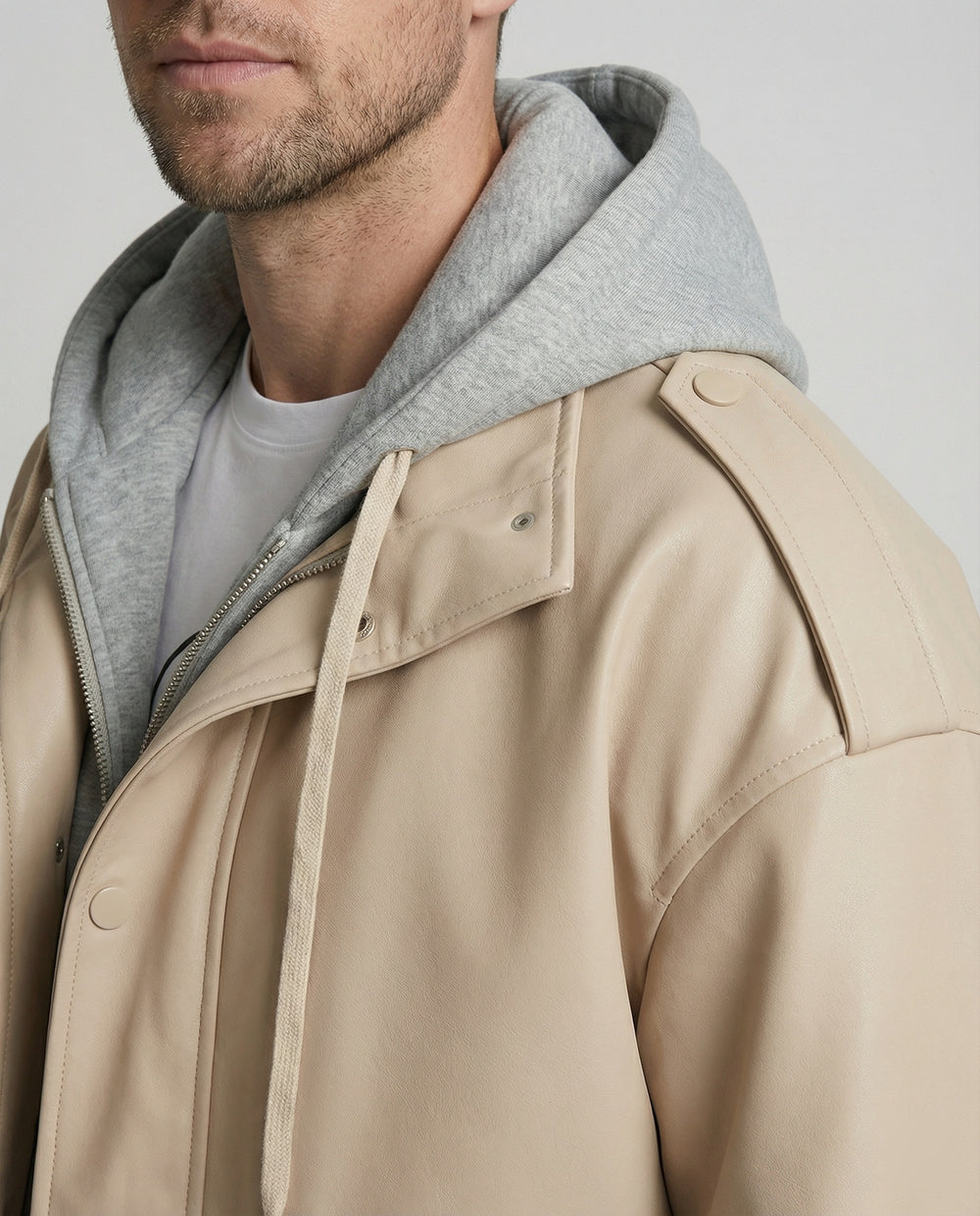 Herren Windbreaker Kapuzenjacke Lockerer Fake-Two-Piece Trenchcoat Frühling
