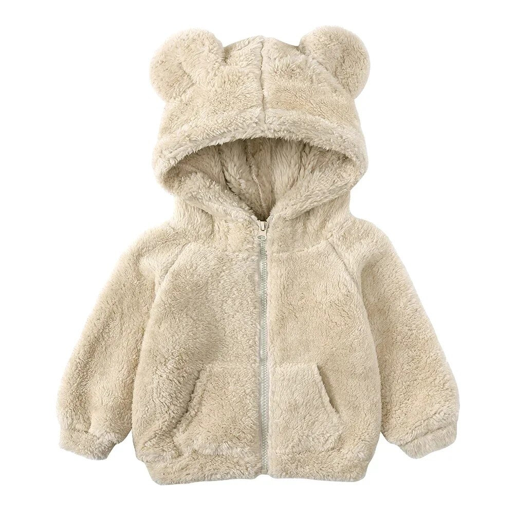 R&B Comfort Modische Bären-Kinderjacke aus dickem Samt
