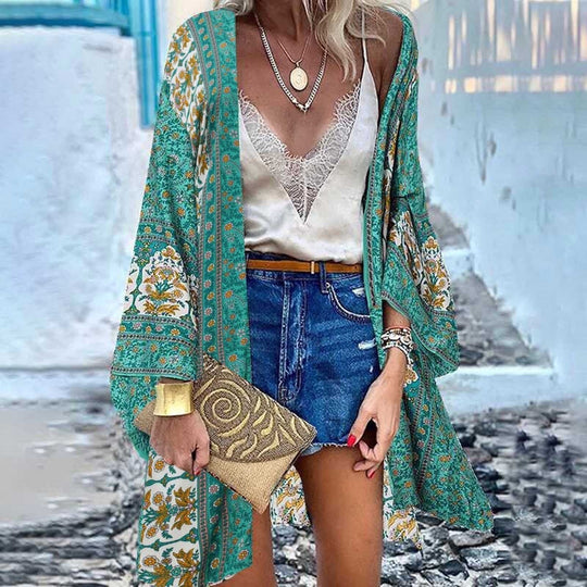 R&B | Kimono Erhöhe Deine Sommergarderobe mit Unserem Farbenfrohen Bedruckten Kimono