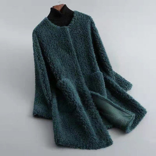 R&B | Wollmischung Relaxed Fit Mantel mit Patten Taschen Offener Frontmantel
