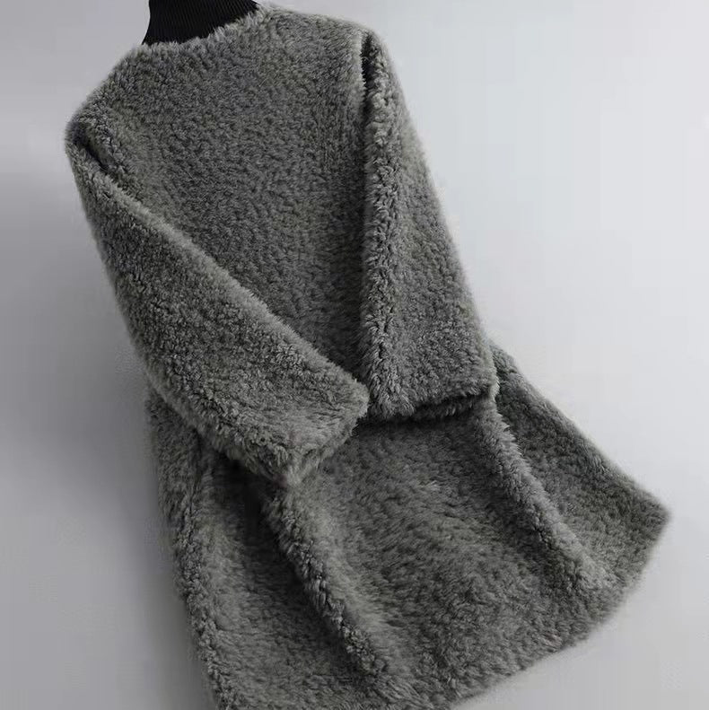 R&B | Wollmischung Relaxed Fit Mantel mit Patten Taschen Offener Frontmantel