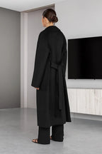 R&B | Damen Lange Woll-Trenchcoat mit Reverskragen und Eleganter Passform