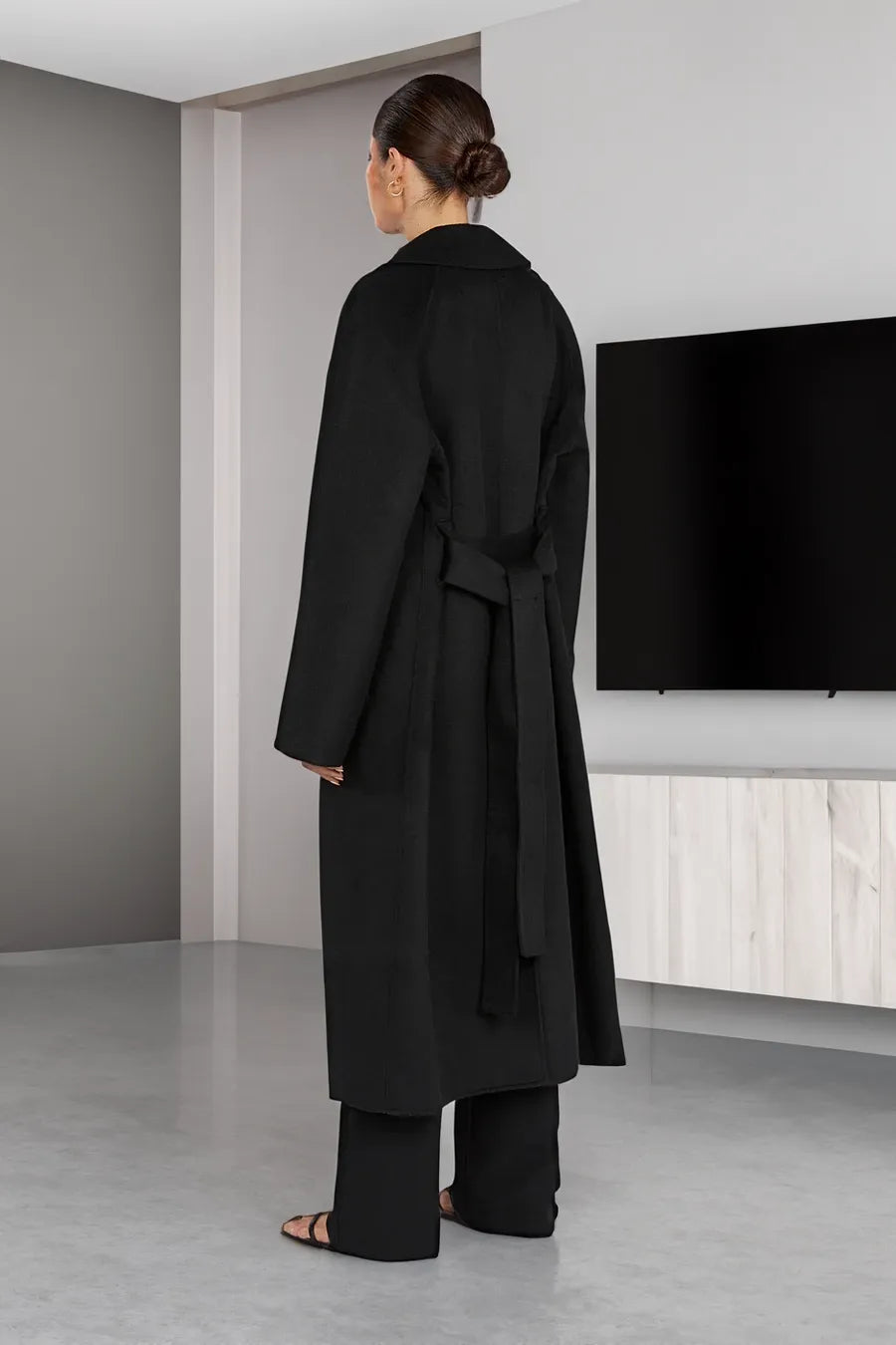 R&B | Damen Lange Woll-Trenchcoat mit Reverskragen und Eleganter Passform