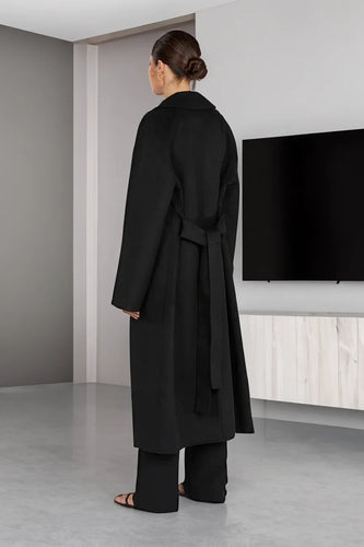 R&B | Damen Lange Woll-Trenchcoat mit Reverskragen und Eleganter Passform