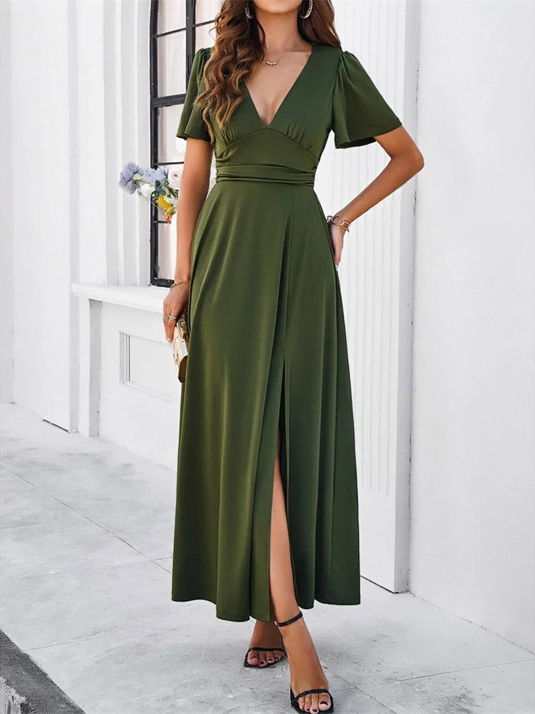 Rote V-hals Bodycon Kleid