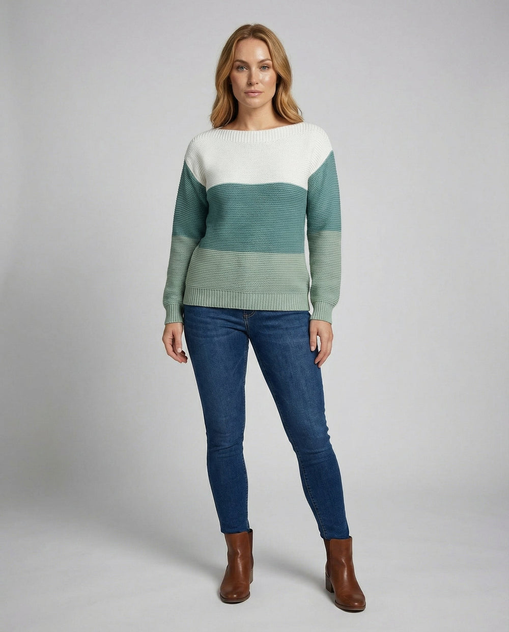 Dreifarbiger Patchwork Pullover Damen | R&B