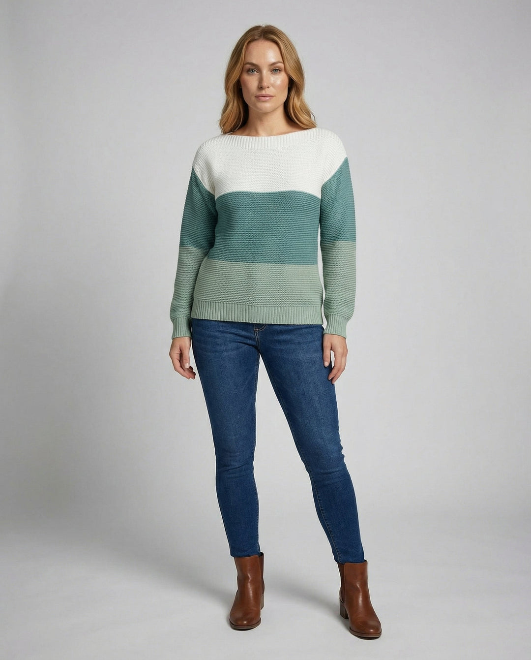 Dreifarbiger Patchwork Pullover Damen | R&B