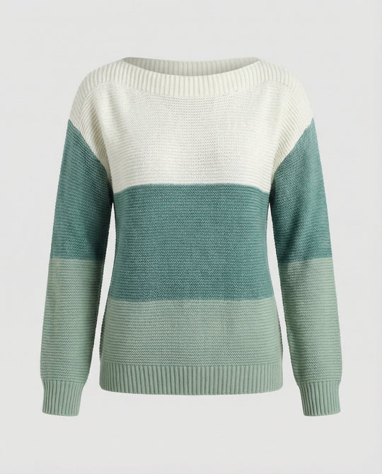 Dreifarbiger Patchwork Pullover Damen | R&B