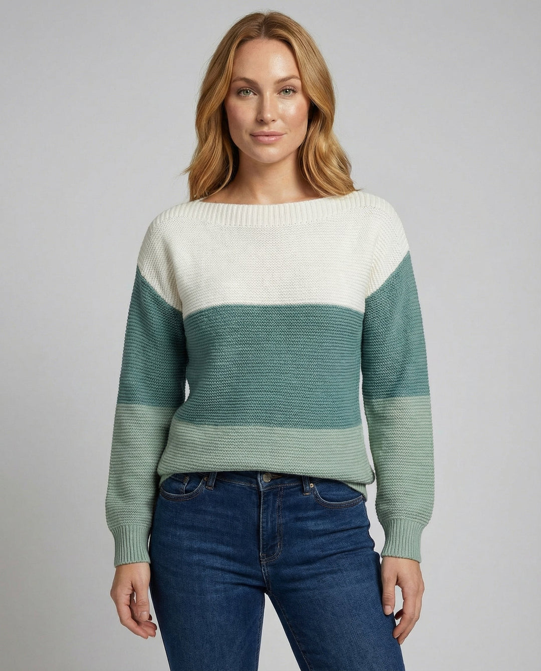 Dreifarbiger Patchwork Pullover Damen | R&B