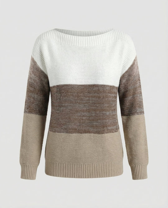 Dreifarbiger Patchwork Pullover Damen | R&B