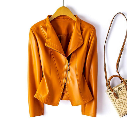R&B | Lederjacke - Stylischer Breiter Revers mit Asymmetrischem Reißverschluss