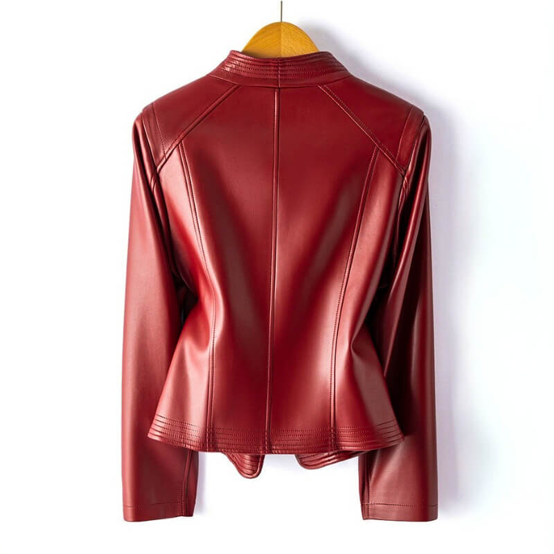 R&B | Lederjacke - Stylischer Breiter Revers mit Asymmetrischem Reißverschluss