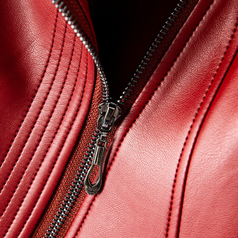 R&B | Lederjacke - Stylischer Breiter Revers mit Asymmetrischem Reißverschluss