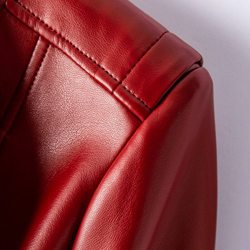 R&B | Lederjacke - Stylischer Breiter Revers mit Asymmetrischem Reißverschluss