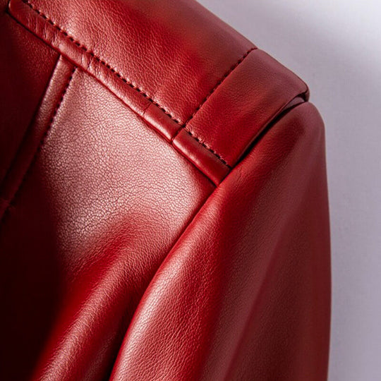 R&B | Lederjacke - Stylischer Breiter Revers mit Asymmetrischem Reißverschluss