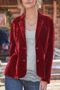 R&B | Geschnittener Crop - Blazer Aus Samt - Rubinrot
