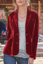 R&B | Geschnittener Crop - Blazer Aus Samt - Rubinrot