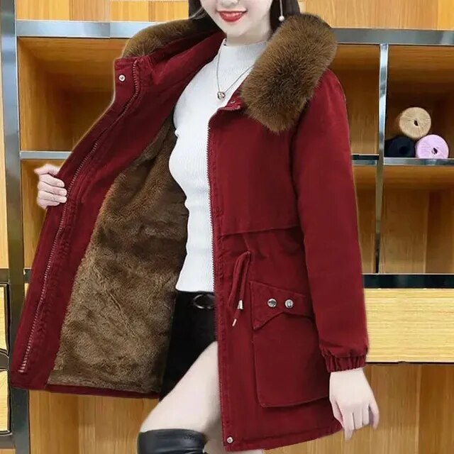 R&B | Lässiger Winterparka mit veganem Pelz für Frauen Ideal für den Winter
