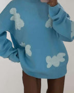 Vergie | Übergroßer Pullover mit Rundhalsausschnitt und Herzmuster Sweater