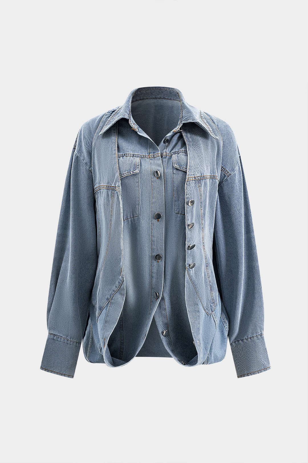 R&B | Übergröße Denim Hemd mit Knopfleiste Lässiger Allrounder