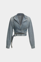 R&B | Cropped Wickeljacke Aus Denim Modern und Feminin