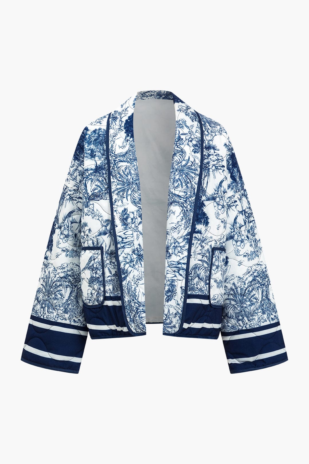 R&B | Geblümte Steppjacke mit Blauem Print Stilvoll und Gemütlich