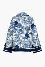 R&B | Geblümte Steppjacke mit Blauem Print Stilvoll und Gemütlich